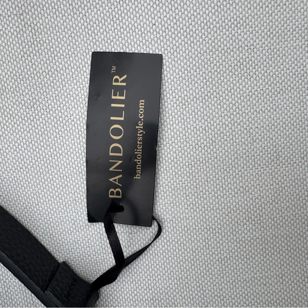 Bandolier Black Pebbled Leather Crossbody Phone Wallet with Gold Logo - Picture 5 of 6